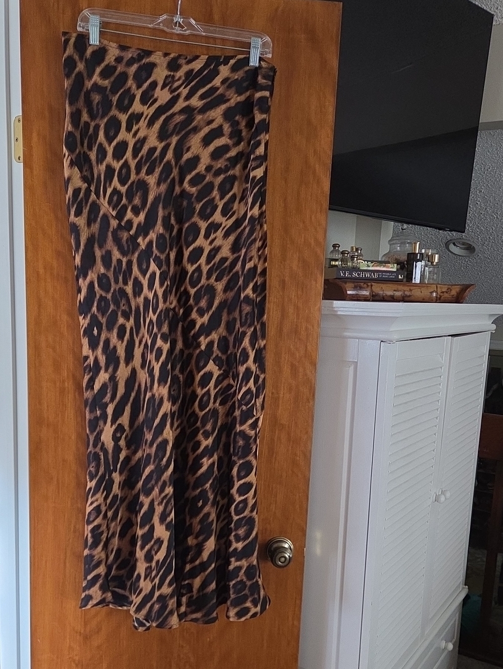 Commense Leopard Print Maxi Skirt in Brown and Black